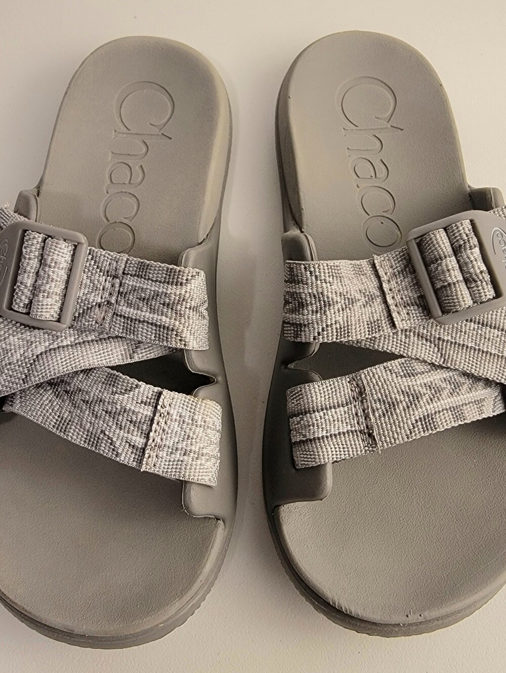 Chaco Women's Chillos Ultra-Light Sport Slides Sandals Pierce Steeple Gray Sz 6